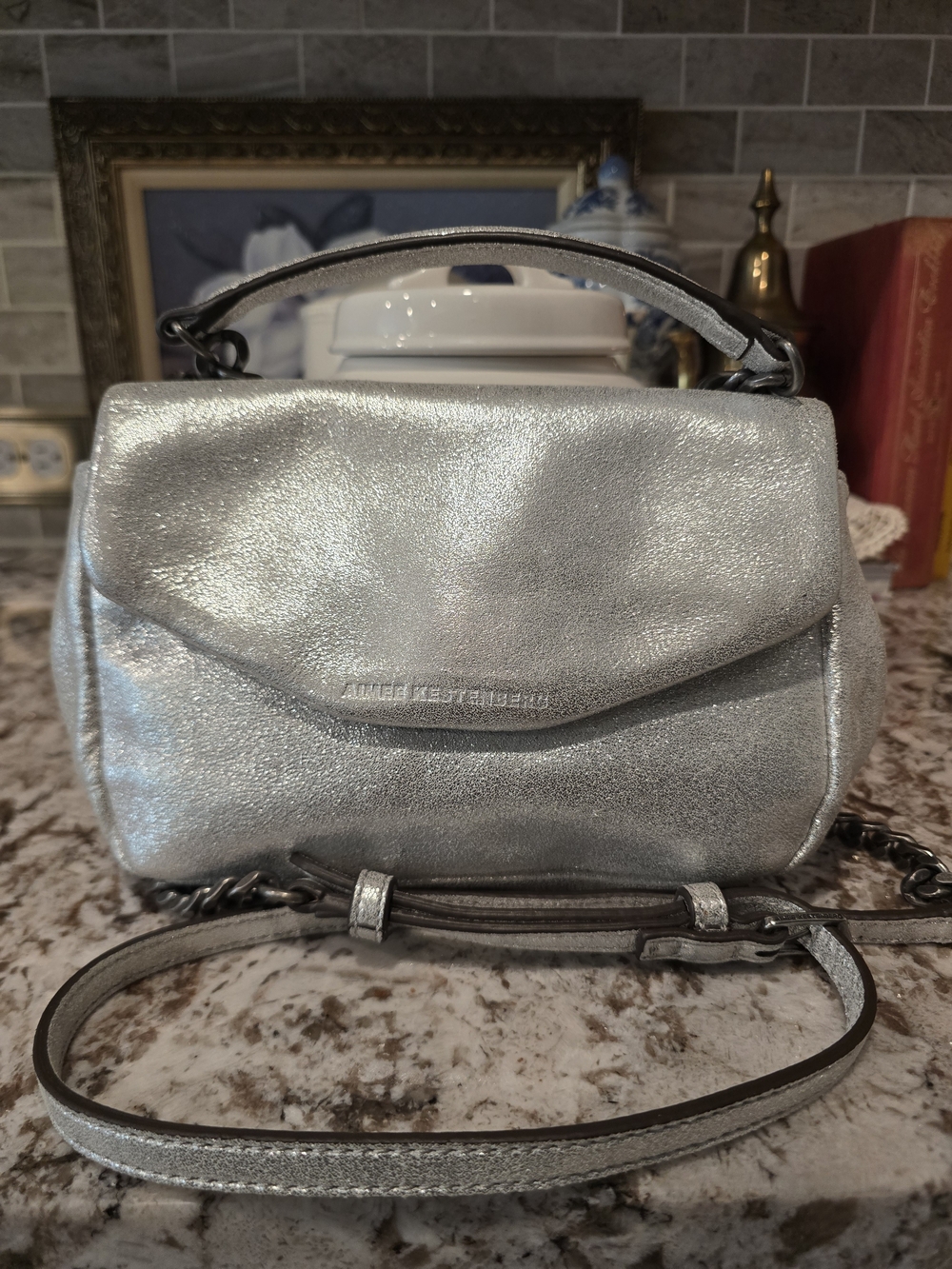 Aimee Kestenberg Metallic Silver Top-Handle Crossbody Bag
